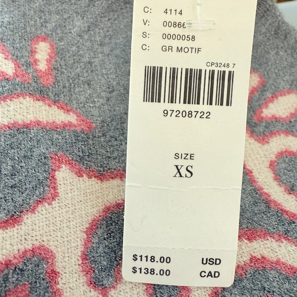 Anthropologie Montana Mock Neck Sweater Maeve Half Zip Up Grey Pink Womens XS - Picture 8 of 11